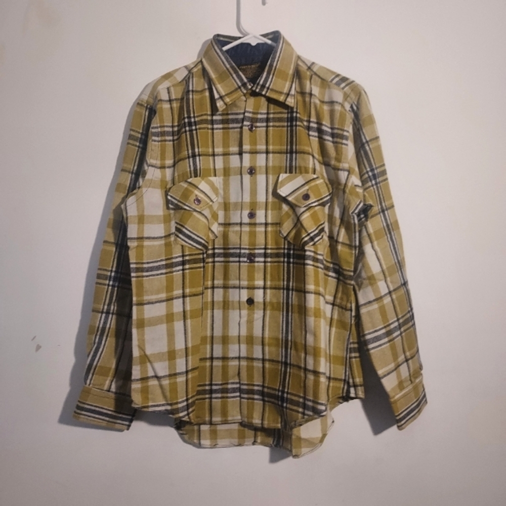 Men's vintage 60's 70's plaid wool Sears Perma-press button down